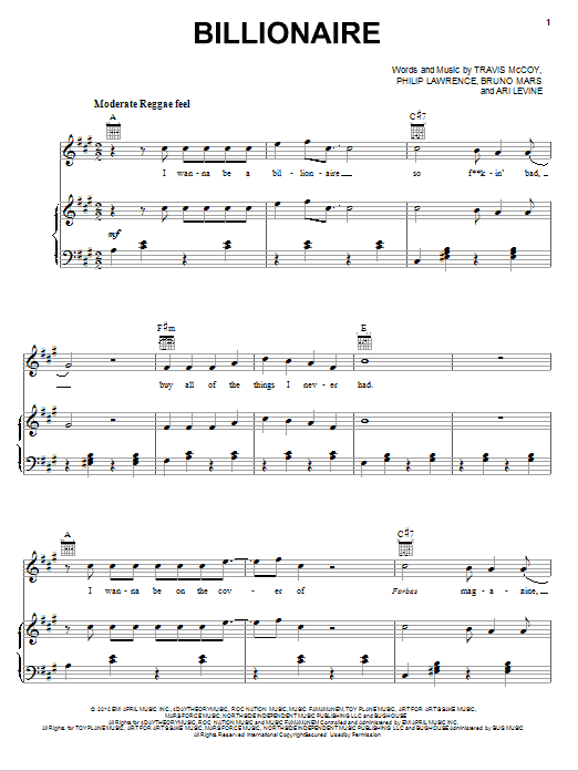 Travie McCoy Hitmaker! (Medley) (feat. Bruno Mars) sheet music notes and chords. Download Printable PDF.