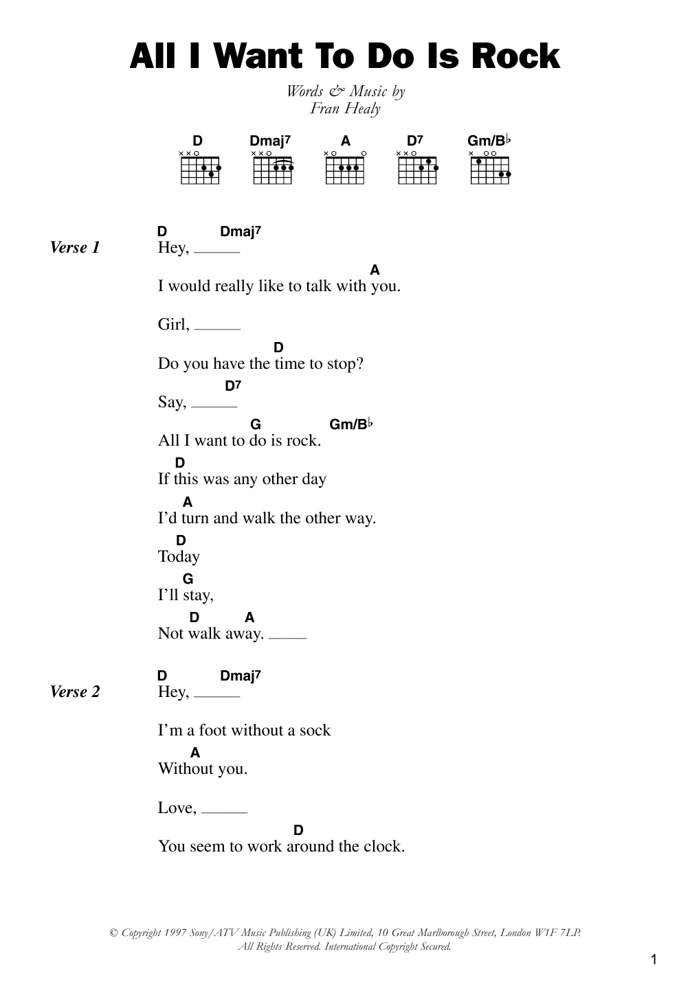 Travis All I Want To Do Is Rock sheet music notes and chords. Download Printable PDF.