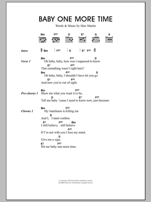 Travis ...Baby One More Time sheet music notes and chords. Download Printable PDF.