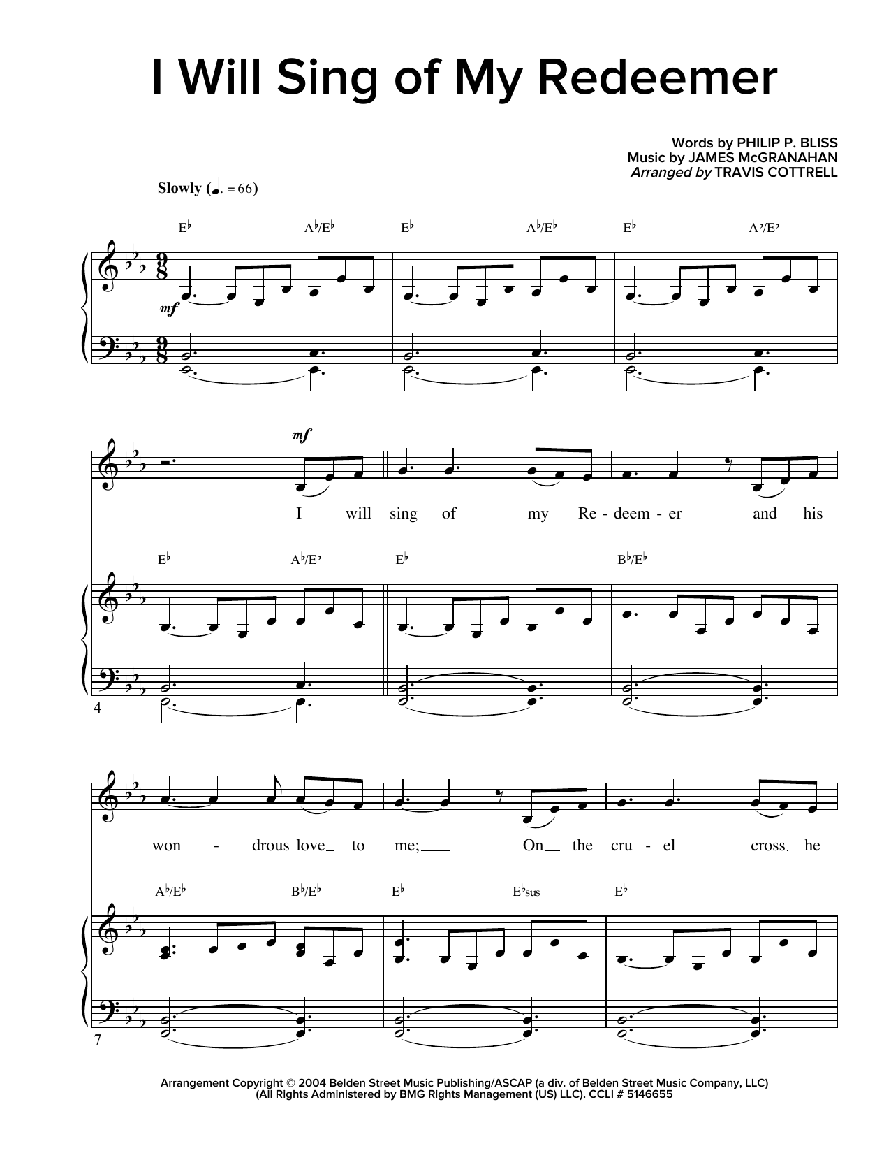 James McGranahan I Will Sing Of My Redeemer sheet music notes and chords arranged for Piano & Vocal