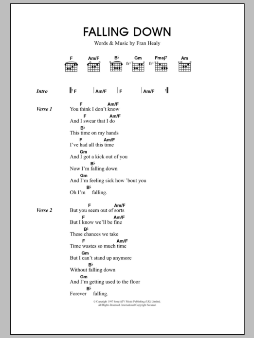 Travis Falling Down sheet music notes and chords. Download Printable PDF.