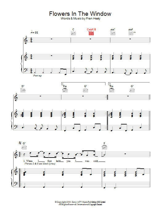 Learn to play Travis Flowers In The Window sheet music for Piano, Vocal & Guitar Chords in minutes. Price: 7.8900$ Travis Flowers In The Window sheet music notes and chords arranged for Piano, Vocal & Guitar Chords
