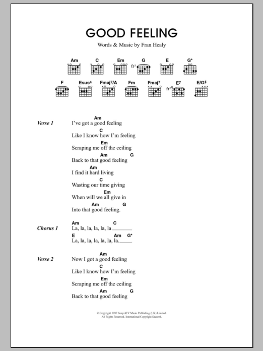 Travis Good Feeling sheet music notes and chords. Download Printable PDF.