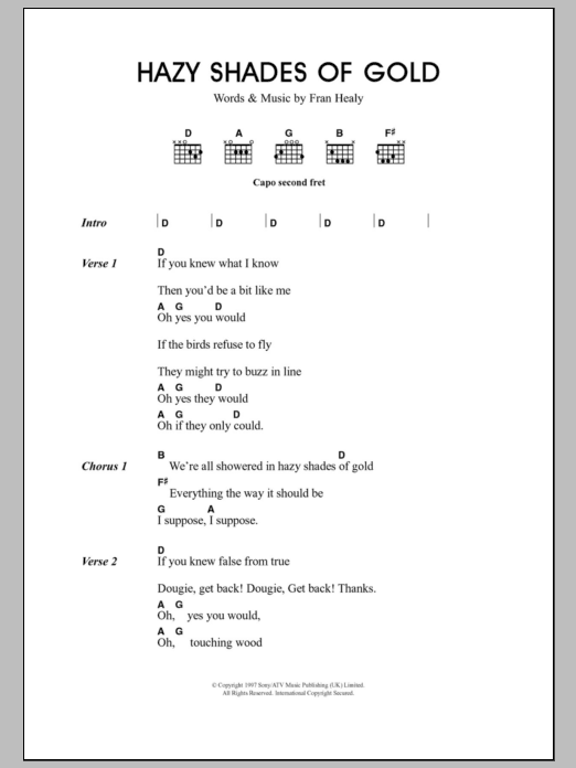 Travis Hazy Shades Of Gold sheet music notes and chords arranged for Guitar Chords/Lyrics