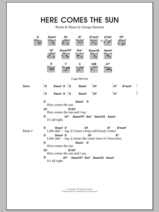 Travis Here Comes The Sun sheet music notes and chords. Download Printable PDF.