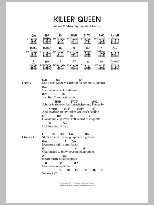 Travis Killer Queen sheet music notes and chords. Download Printable PDF.