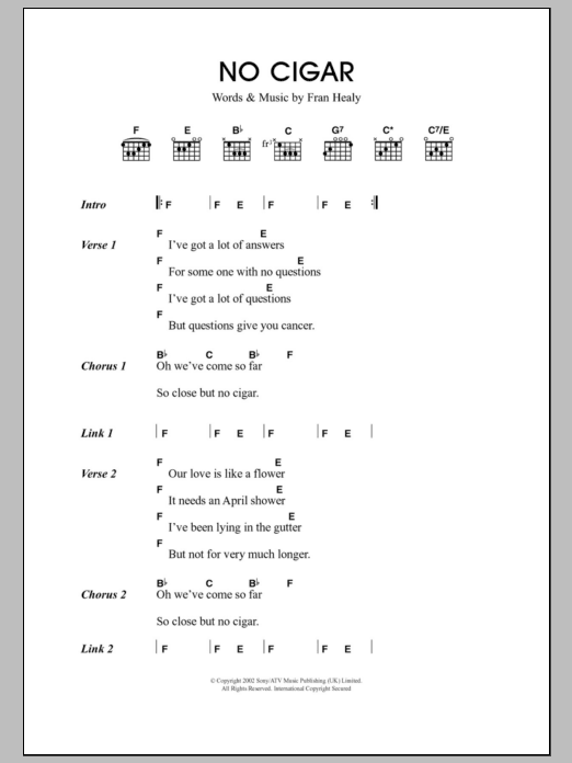 Learn to play Travis No Cigar sheet music for Guitar Chords/Lyrics in minutes. Price: 4.4900$ Travis No Cigar sheet music notes and chords arranged for Guitar Chords/Lyrics