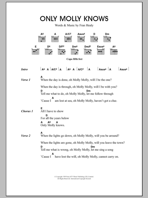 Travis Only Molly Knows sheet music notes and chords. Download Printable PDF.