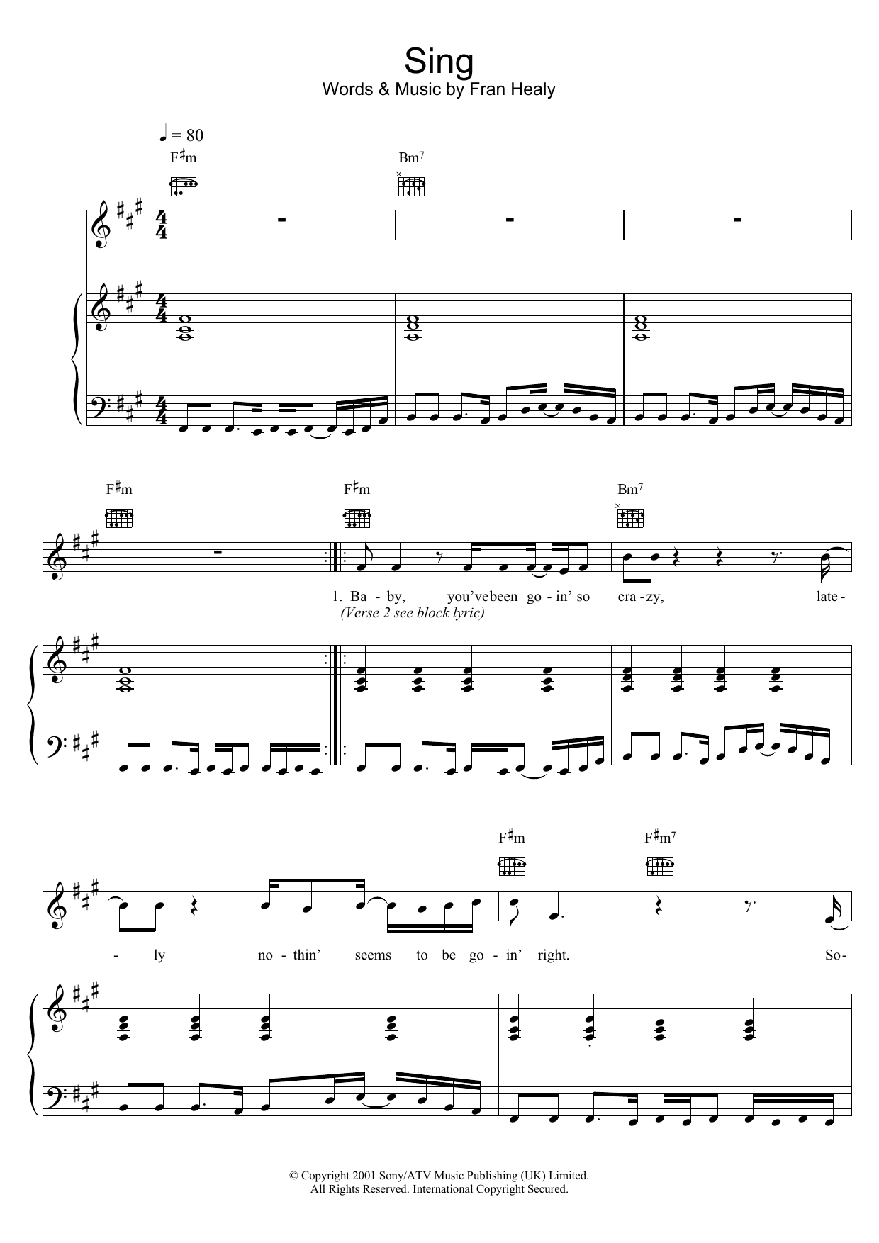 Travis Sing sheet music notes and chords. Download Printable PDF.