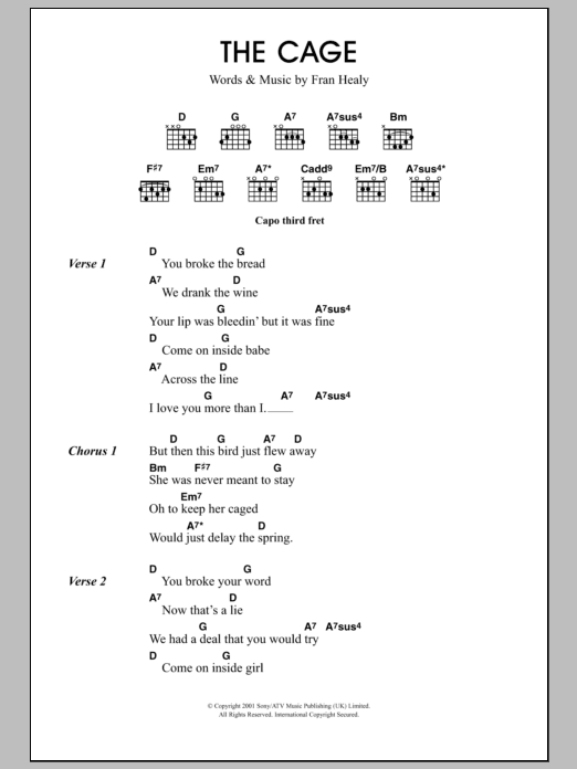 Travis The Cage sheet music notes and chords. Download Printable PDF.