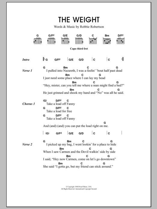 Learn to play Travis The Weight sheet music for Guitar Chords/Lyrics in minutes. Price: 4.4900$ Travis The Weight sheet music notes and chords arranged for Guitar Chords/Lyrics