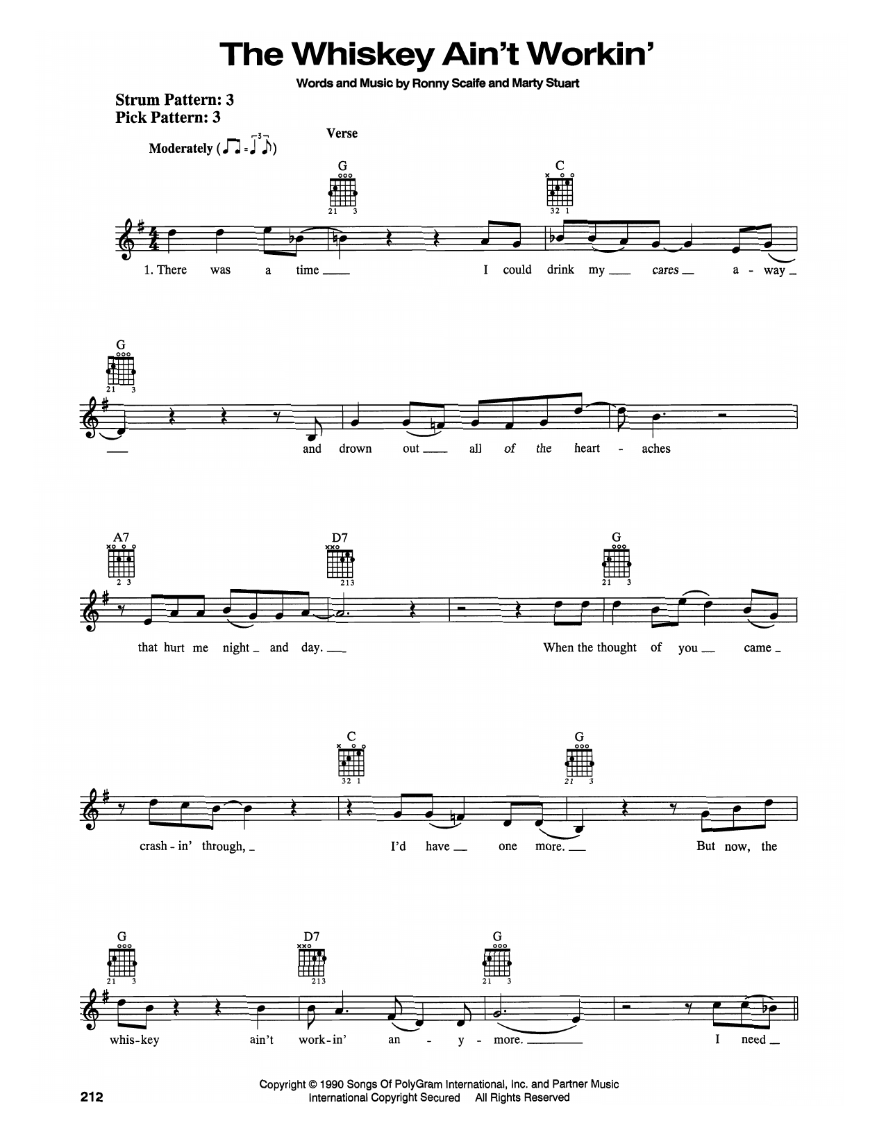 Travis Tritt and Marty Stuart The Whiskey Ain't Workin' sheet music notes and chords. Download Printable PDF.