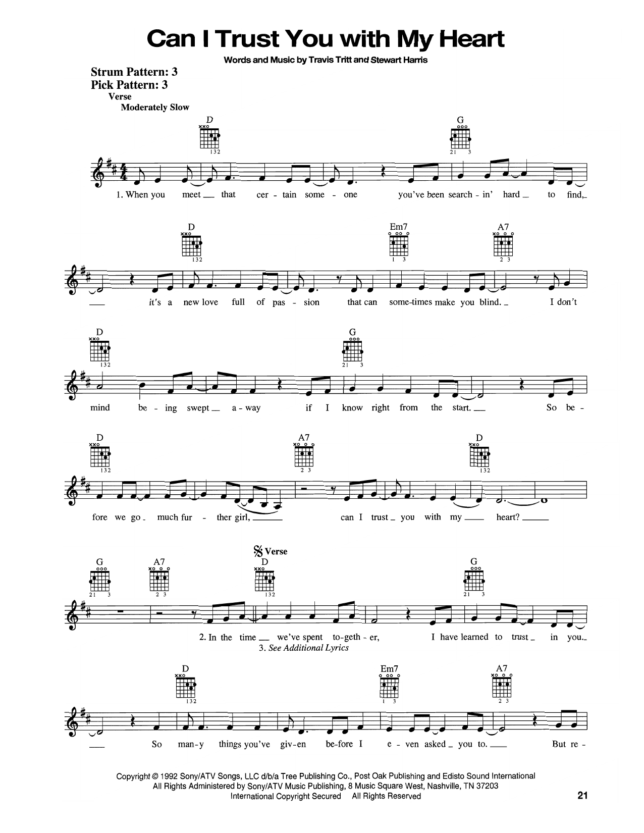 Travis Tritt Can I Trust You With My Heart sheet music notes and chords. Download Printable PDF.