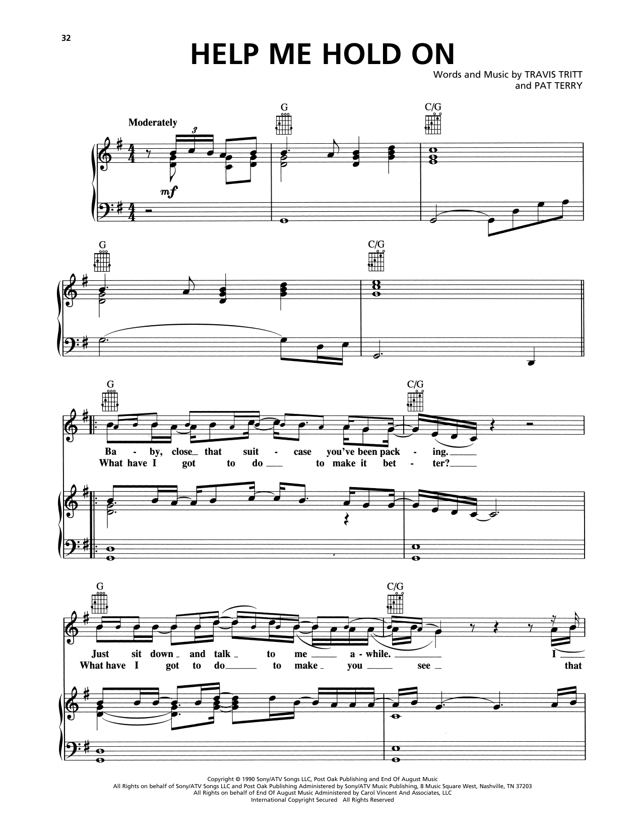 Travis Tritt Help Me Hold On sheet music notes and chords. Download Printable PDF.