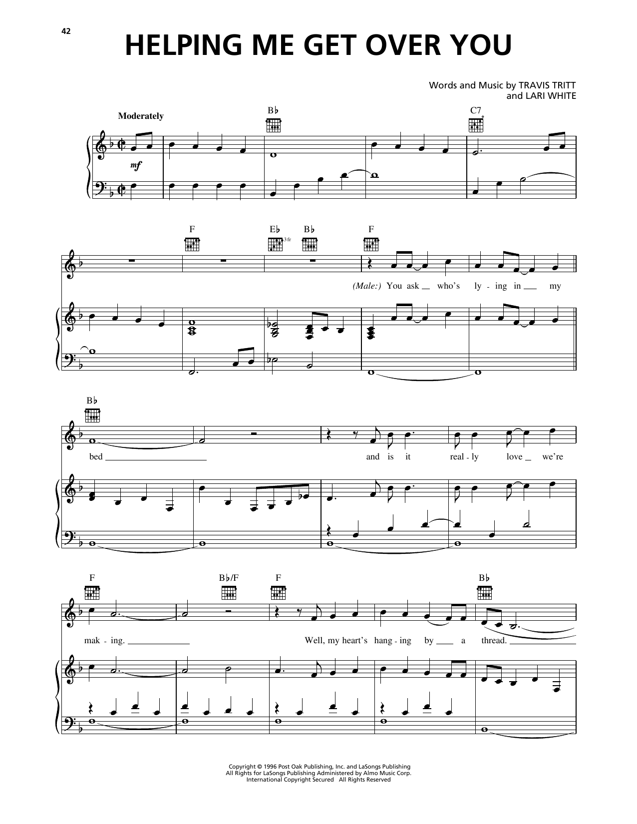 Travis Tritt Helping Me Get Over You sheet music notes and chords. Download Printable PDF.