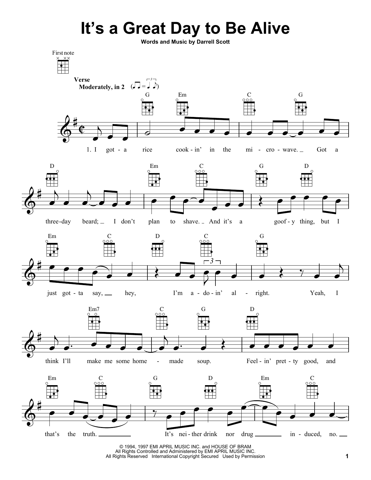 Travis Tritt It's A Great Day To Be Alive sheet music notes and chords. Download Printable PDF.