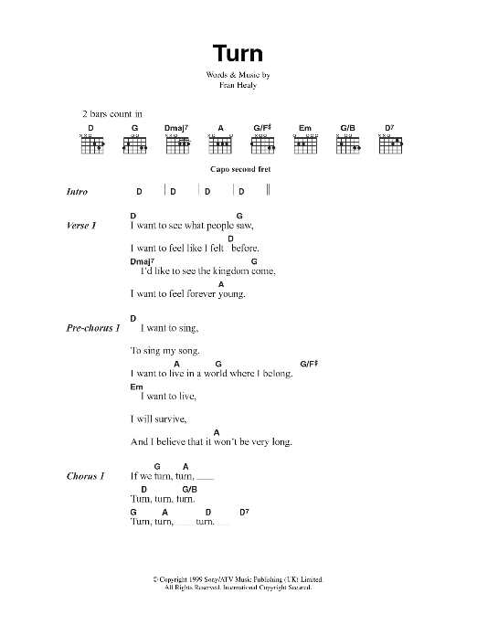 Travis Turn sheet music notes and chords. Download Printable PDF.