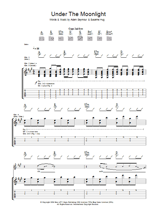 Learn to play Travis Under The Moonlight sheet music for Guitar Tab in minutes. Price: 7.8900$ Travis Under The Moonlight sheet music notes and chords arranged for Guitar Tab