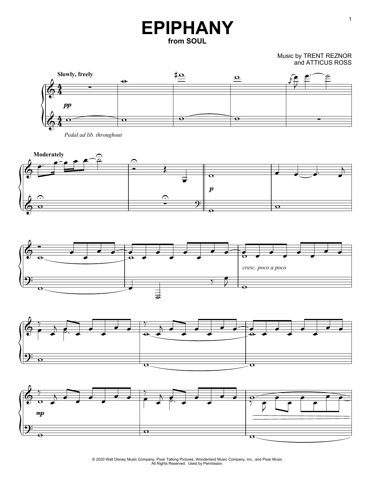 Trent Reznor and Atticus Ross Epiphany (from Soul) sheet music notes and chords. Download Printable PDF.