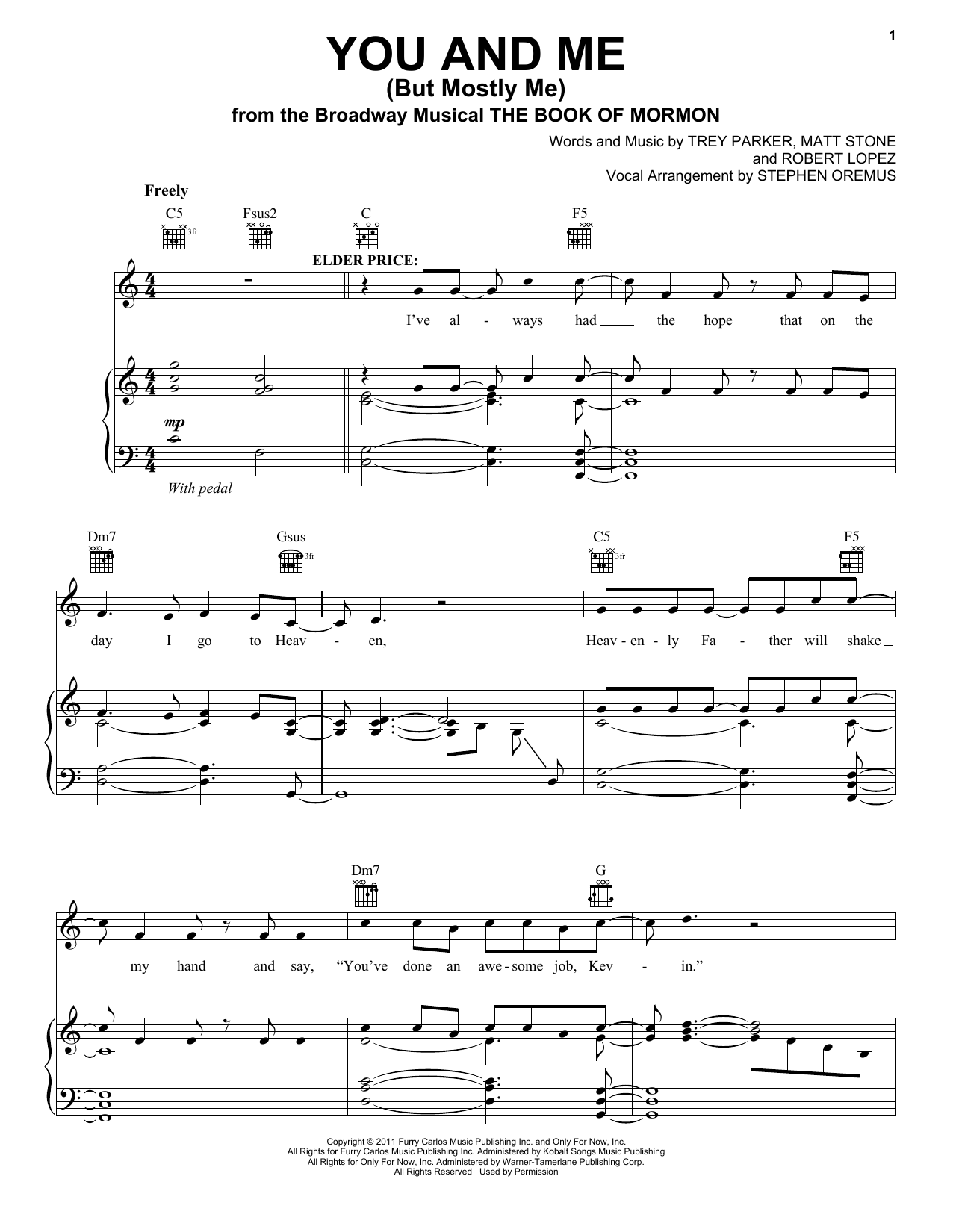 Trey Parker You And Me (But Mostly Me) sheet music notes and chords. Download Printable PDF.