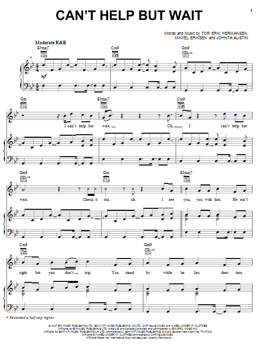 Learn to play Trey Songz Can't Help But Wait sheet music for Piano, Vocal & Guitar Chords (Right-Hand Melody) in minutes. Price: 7.8900$ Trey Songz Can't Help But Wait sheet music notes and chords arranged for Piano, Vocal & Guitar Chords (Right-Hand Melody)