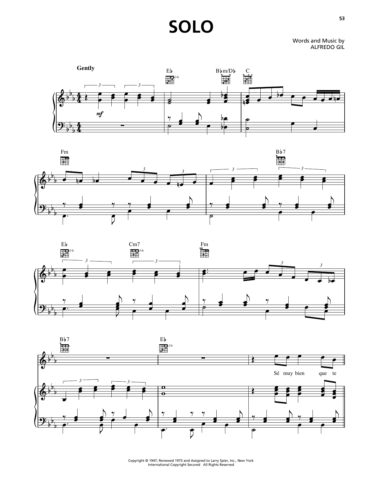 Trio Los Panchos Solo sheet music notes and chords. Download Printable PDF.