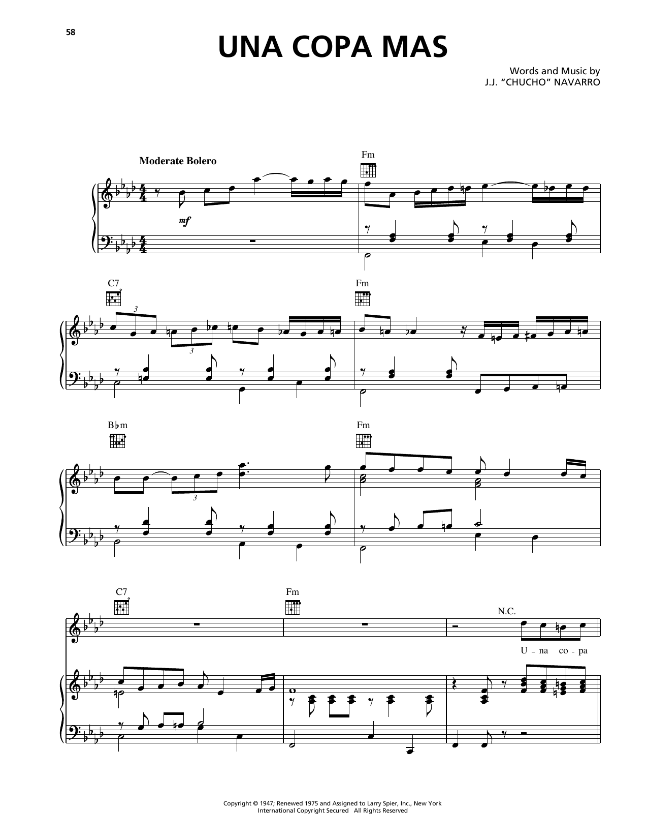 Trio Los Panchos Una Copa Mas sheet music notes and chords. Download Printable PDF.