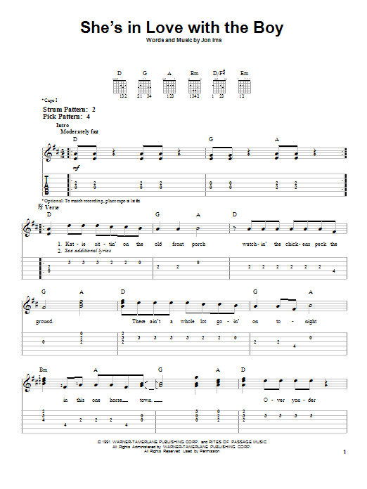 Trisha Yearwood She's In Love With The Boy sheet music notes and chords. Download Printable PDF.