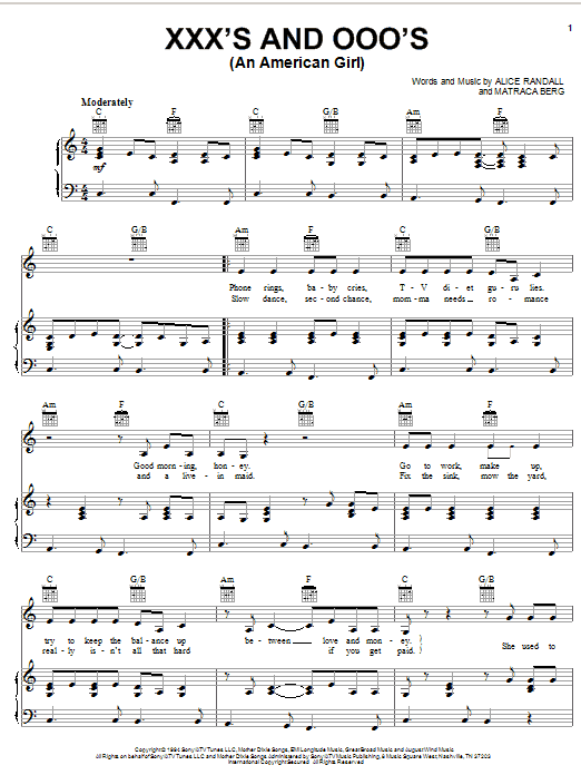Learn to play Trisha Yearwood XXX's And OOO's (An American Girl) sheet music for Piano, Vocal & Guitar Chords (Right-Hand Melody) in minutes. Price: 7.8900$ Trisha Yearwood XXX's And OOO's (An American Girl) sheet music notes and chords arranged for Piano, Vocal & Guitar Chords (Right-Hand Melody)