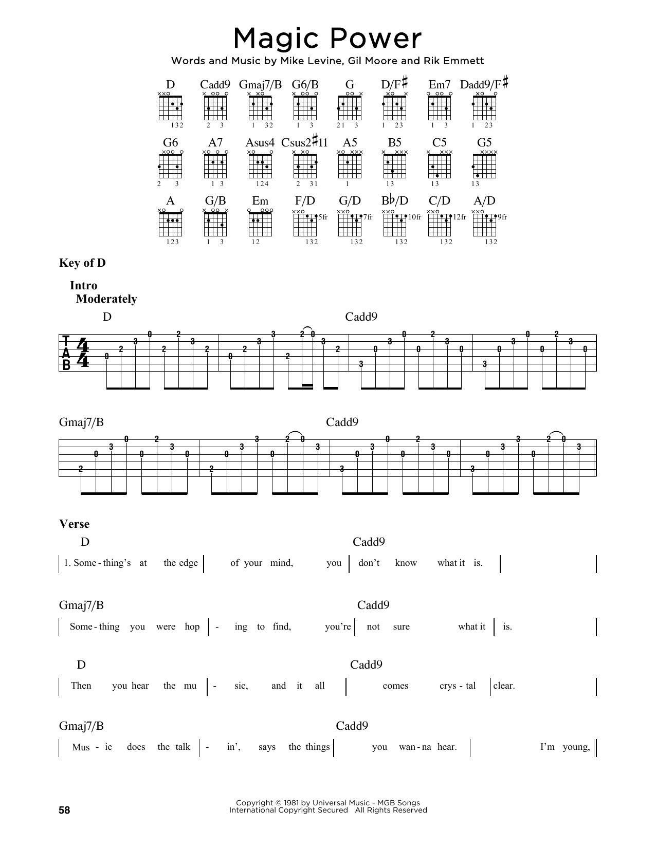 Triumph Magic Power sheet music notes and chords. Download Printable PDF.