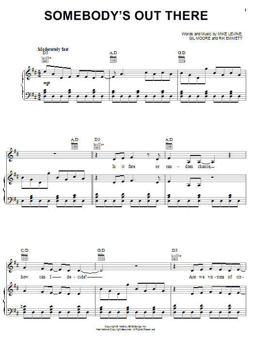 Learn to play Triumph Somebody's Out There sheet music for Piano, Vocal & Guitar Chords (Right-Hand Melody) in minutes. Price: 7.8900$ Triumph Somebody's Out There sheet music notes and chords arranged for Piano, Vocal & Guitar Chords (Right-Hand Melody)