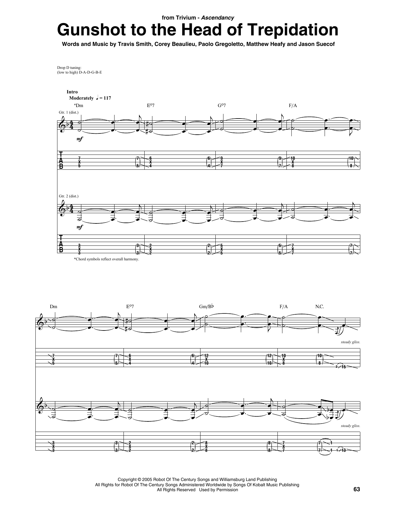 Trivium Gunshot To The Head Of Trepidation sheet music notes and chords. Download Printable PDF.