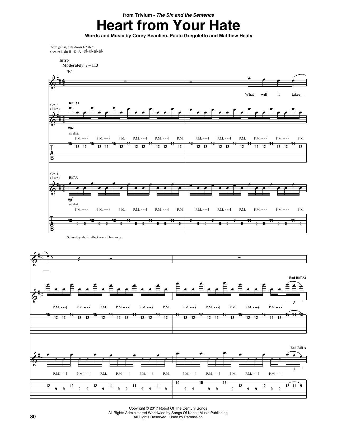 Learn to play Trivium Heart From Your Hate sheet music for Guitar Tab in minutes. Price: 7.8900$ Trivium Heart From Your Hate sheet music notes and chords arranged for Guitar Tab