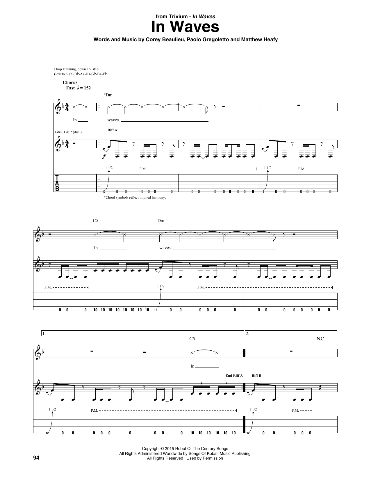 Trivium In Waves sheet music notes and chords. Download Printable PDF.