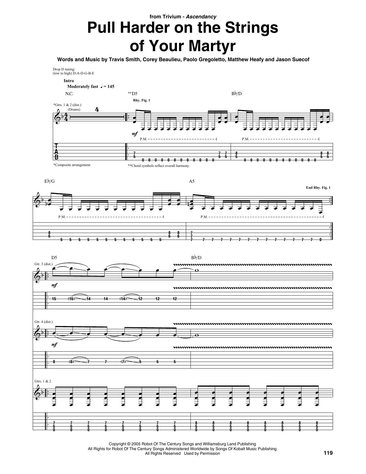 Trivium Pull Harder On The Strings Of Your Martyr sheet music notes and chords. Download Printable PDF.