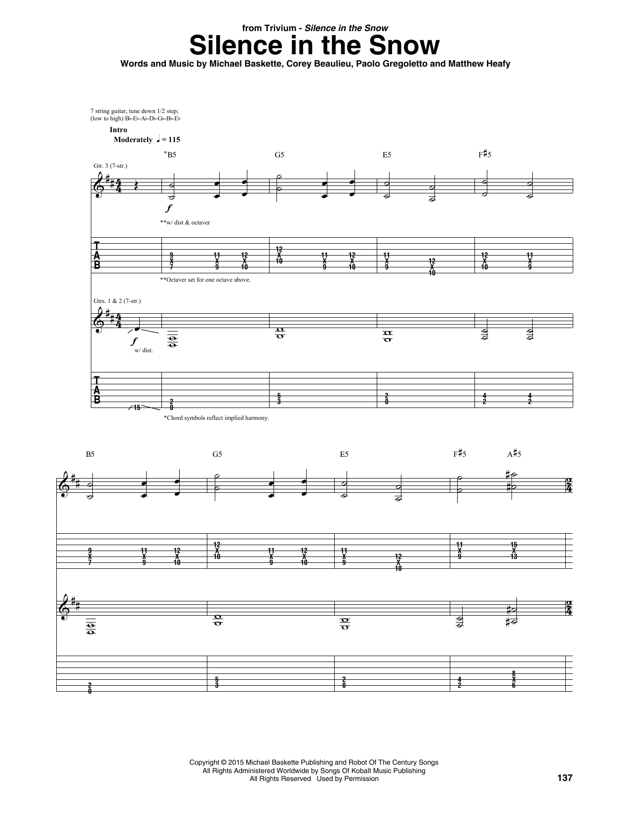 Learn to play Trivium Silence In The Snow sheet music for Guitar Tab in minutes. Price: 7.8900$ Trivium Silence In The Snow sheet music notes and chords arranged for Guitar Tab