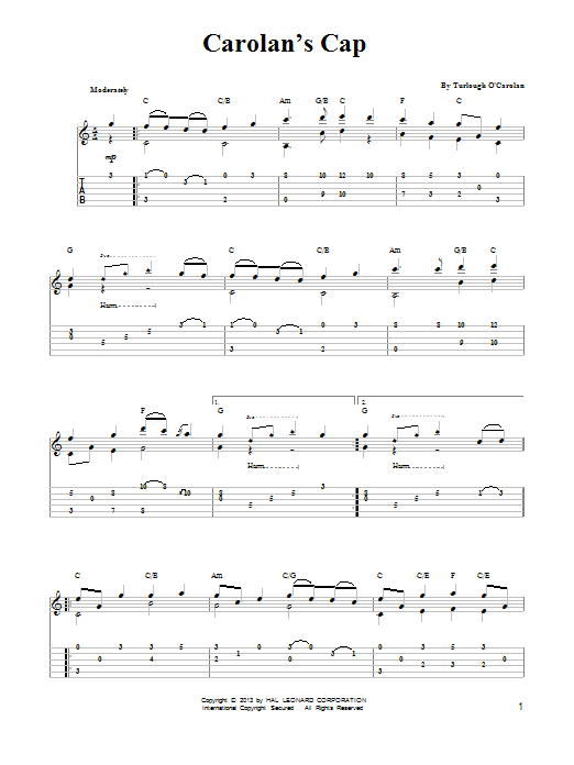 Turlough O'Carolan Carolan's Cap sheet music notes and chords. Download Printable PDF.