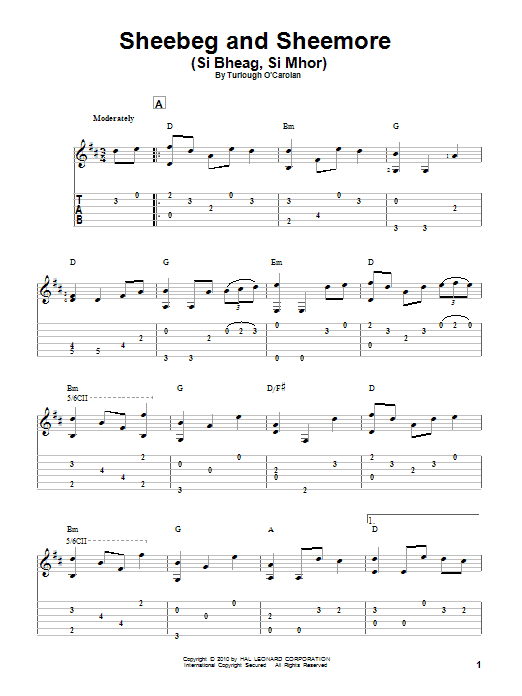 Turlough O'Carolan Sheebeg And Sheemore (Si Bheag, Si Mhor) sheet music notes and chords. Download Printable PDF.