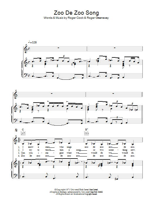 Learn to play Twiggy Zoo De Zoo Zong sheet music for Piano, Vocal & Guitar Chords in minutes. Price: 7.8900$ Twiggy Zoo De Zoo Zong sheet music notes and chords arranged for Piano, Vocal & Guitar Chords