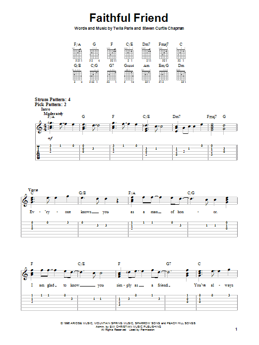 Twila Paris Faithful Friend sheet music notes and chords. Download Printable PDF.