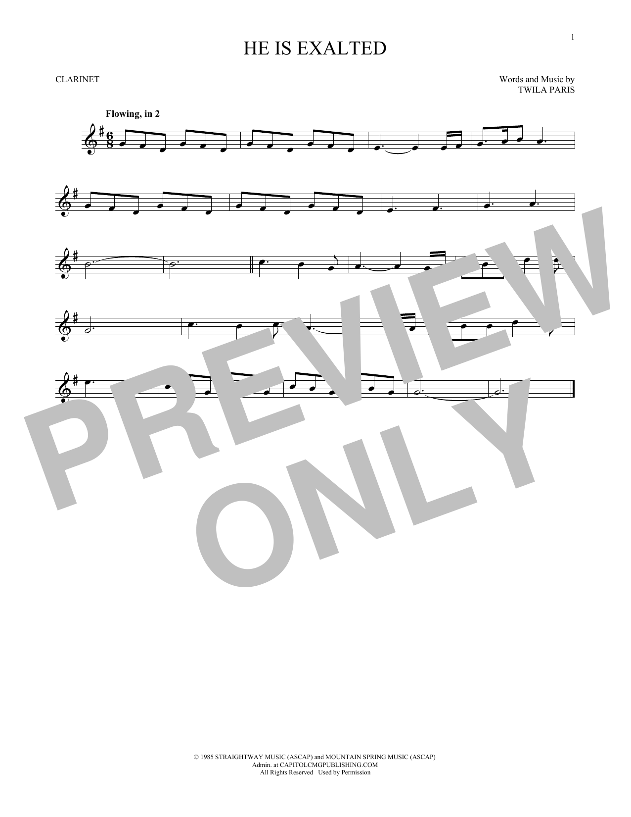 Twila Paris He Is Exalted sheet music notes and chords. Download Printable PDF.