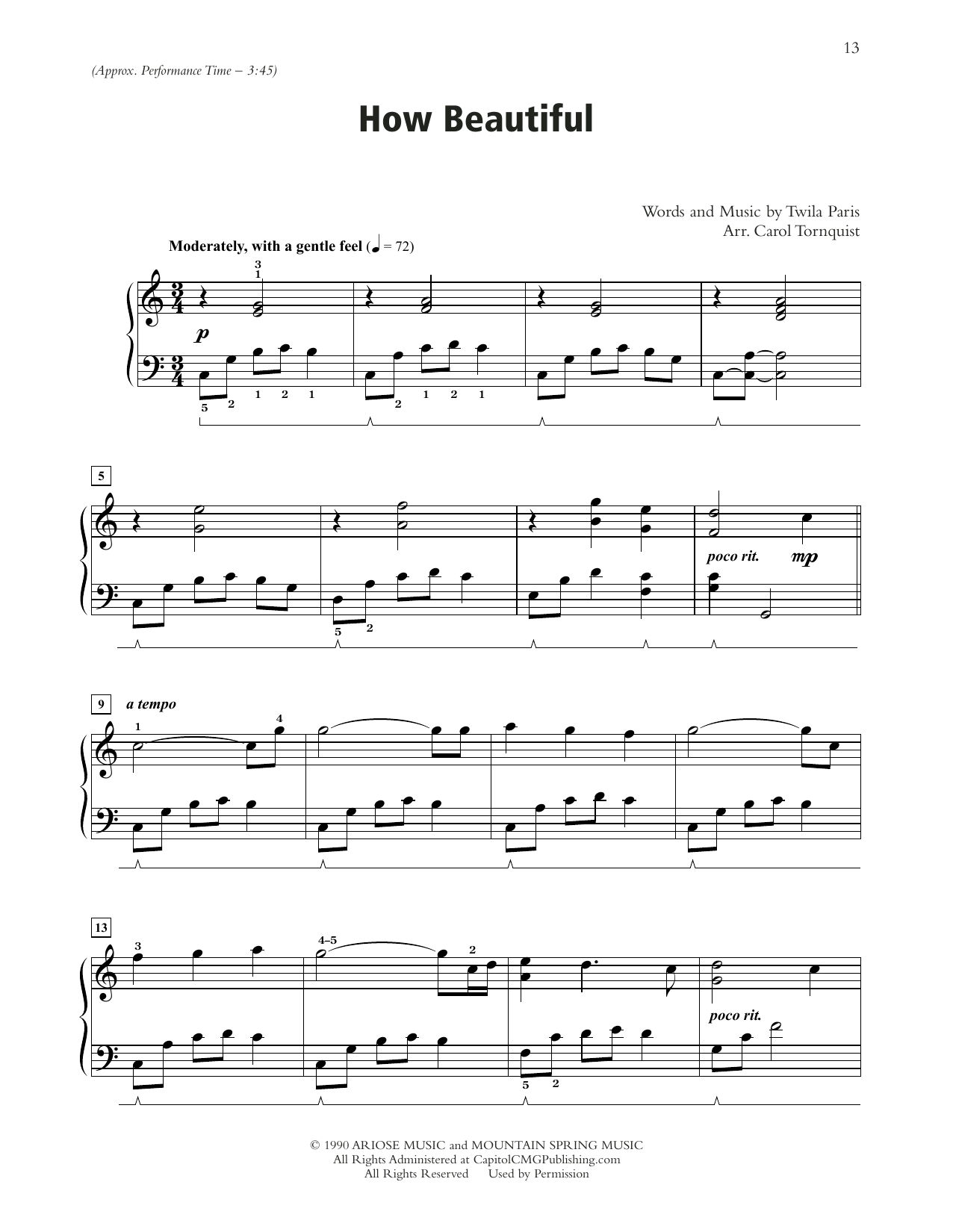 Twila Paris How Beautiful sheet music notes and chords. Download Printable PDF.