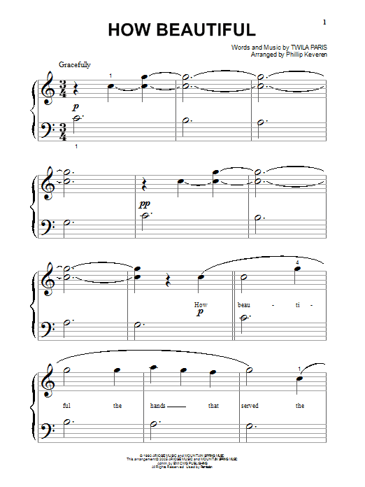 Learn to play Twila Paris How Beautiful sheet music for Beginning Piano Solo in minutes. Price: 6.9900$ Twila Paris How Beautiful sheet music notes and chords arranged for Beginning Piano Solo