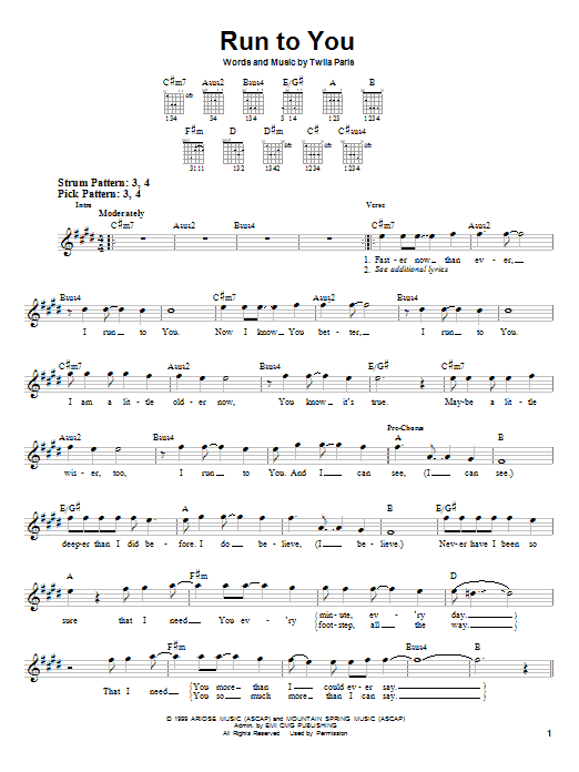 Twila Paris Run To You sheet music notes and chords. Download Printable PDF.