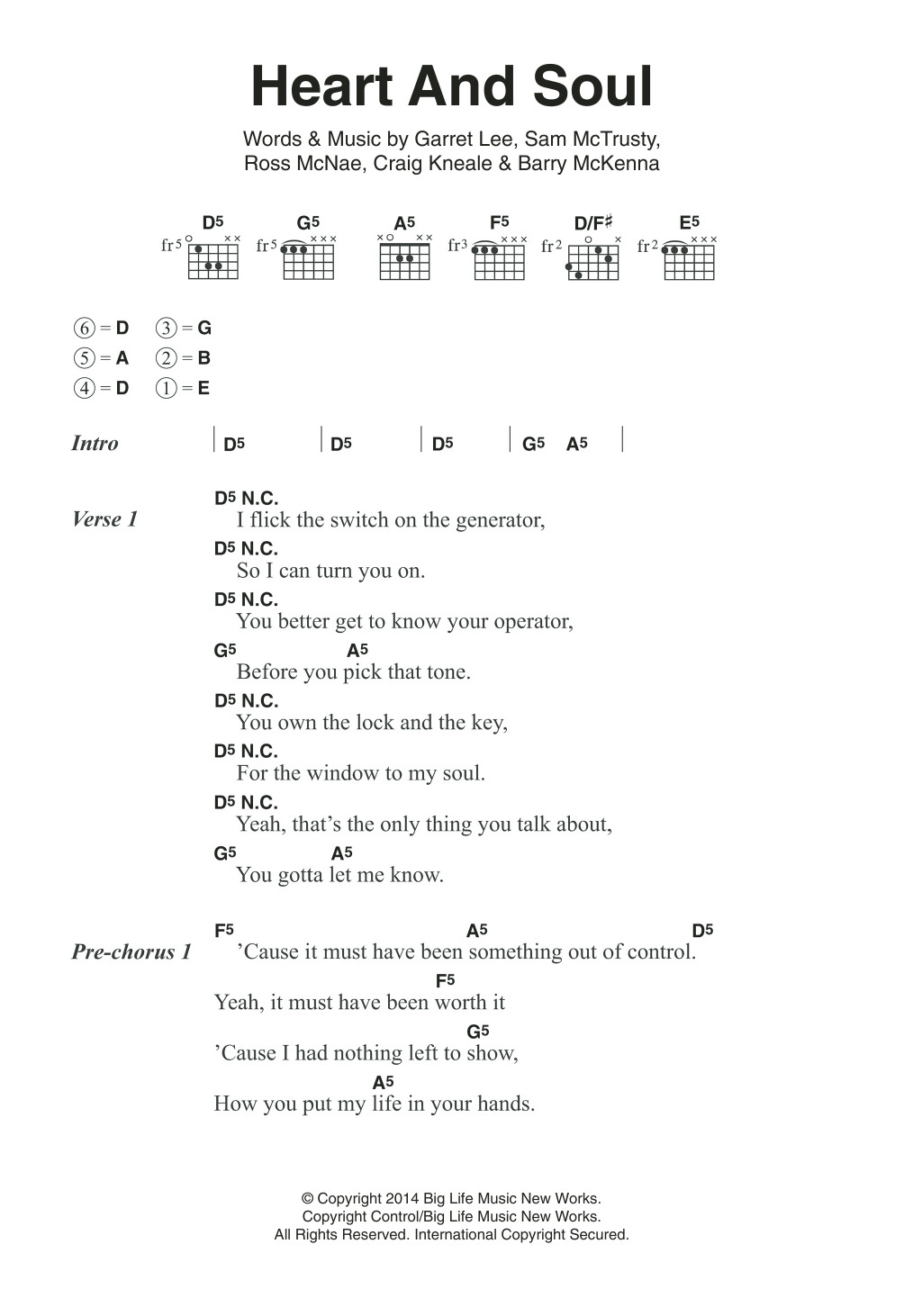 Twin Atlantic Heart And Soul sheet music notes and chords. Download Printable PDF.