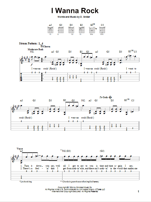 Twisted Sister I Wanna Rock sheet music notes and chords. Download Printable PDF.