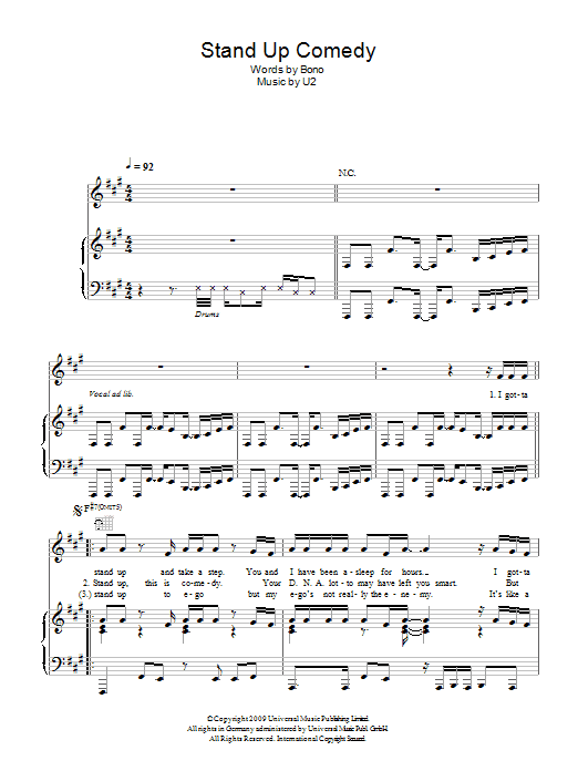 Learn to play U2 Stand Up Comedy sheet music for Piano, Vocal & Guitar Chords in minutes. Price: 7.8900$ U2 Stand Up Comedy sheet music notes and chords arranged for Piano, Vocal & Guitar Chords