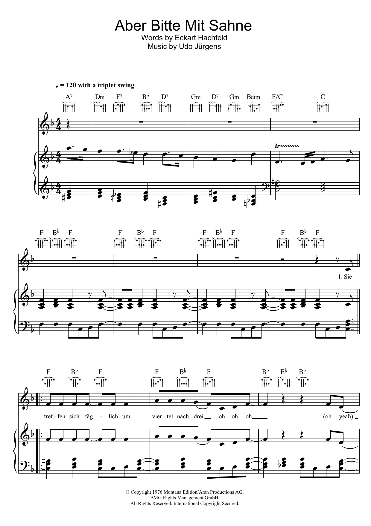 Udo Jürgens Aber Bitte Mit Sahne sheet music notes and chords. Download Printable PDF.