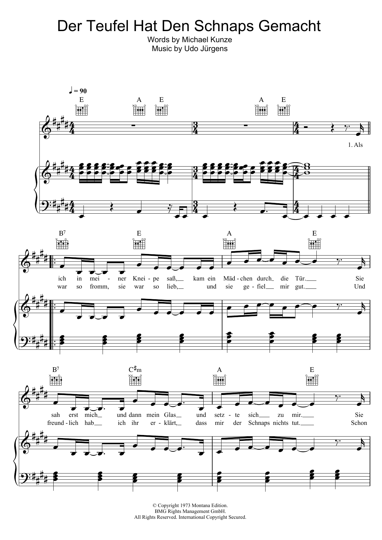 Learn to play Udo Jürgens Der Teufel Hat Den Schnaps Gemacht sheet music for Piano, Vocal & Guitar Chords in minutes. Price: 7.8900$ Udo Jürgens Der Teufel Hat Den Schnaps Gemacht sheet music notes and chords arranged for Piano, Vocal & Guitar Chords