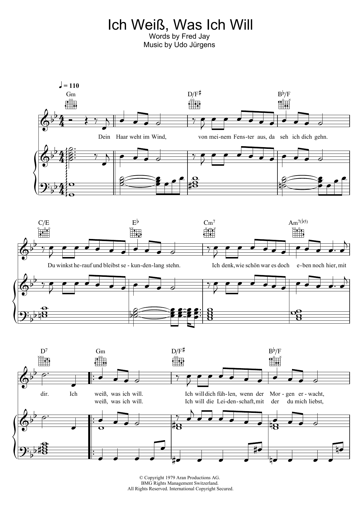 Udo Jürgens Ich Weiß, Was Ich Will sheet music notes and chords. Download Printable PDF.